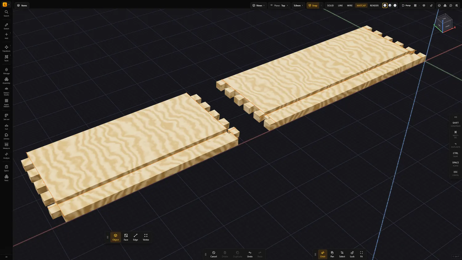 Dovetailed drawer parts