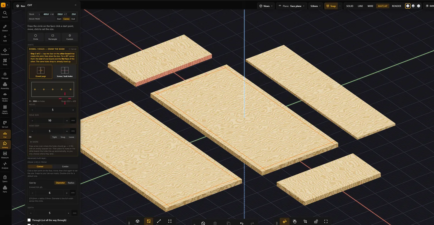 Boards laid out flat